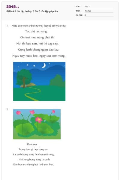 Giải sách bài tập tin học 3 Bài 5: Ôn tập gõ phím