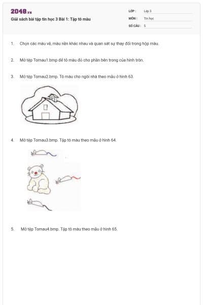 Giải sách bài tập tin học 3 Bài 1: Tập tô màu