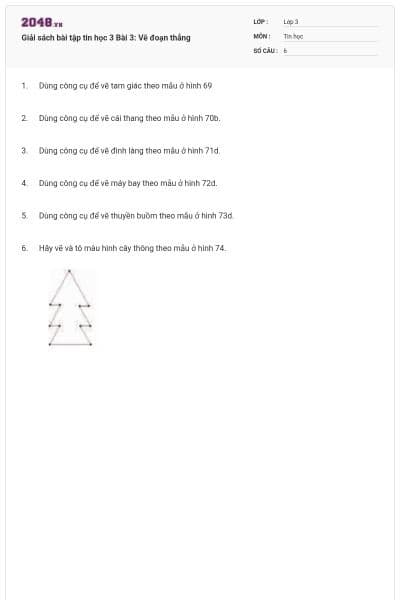 Giải sách bài tập tin học 3 Bài 3: Vẽ đoạn thẳng
