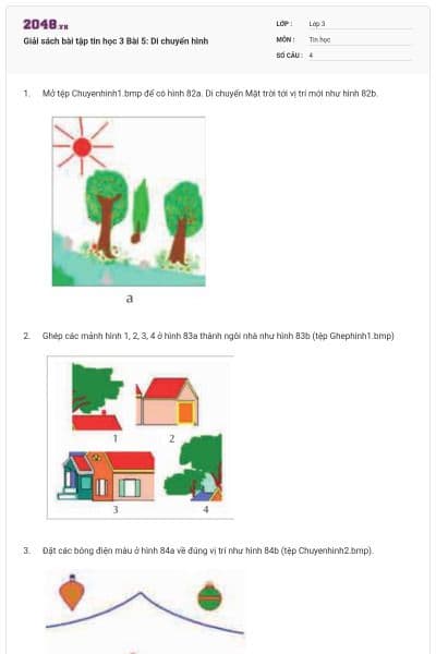 Giải sách bài tập tin học 3 Bài 5: Di chuyển hình
