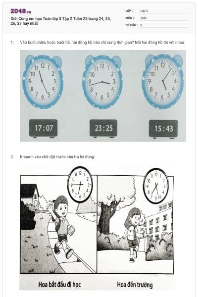 Giải Cùng em học Toán lớp 3 Tập 2 Tuần 25 trang 24, 25, 26, 27 hay nhất