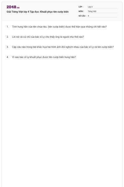 Giải Tiếng Việt lớp 4 Tập đọc: Khuất phục tên cướp biển