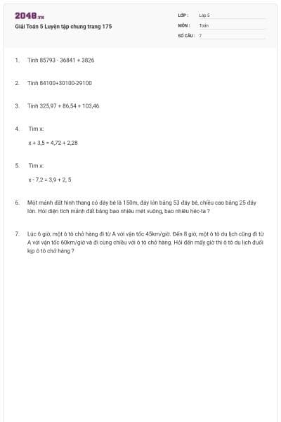 Giải Toán 5 Luyện tập chung trang 175