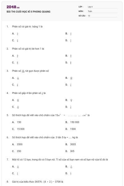 BÀI THI CUỐI HỌC KÌ II PHONG QUANG