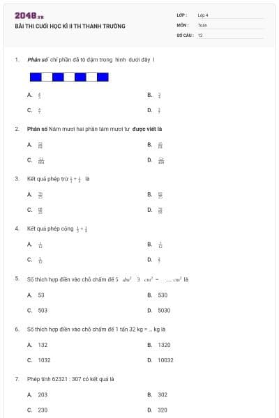 BÀI THI CUỐI HỌC KÌ II TH THANH TRƯỜNG