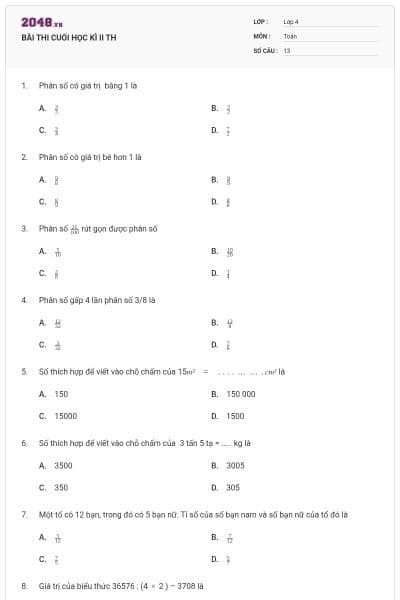 BÀI THI CUỐI HỌC KÌ II TH