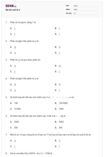Bài thi cuối kì II