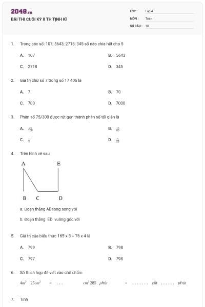 BÀI THI CUỐI KỲ II TH TỊNH KÌ