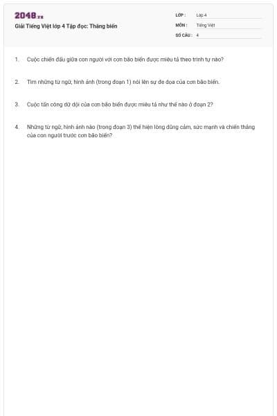 Giải Tiếng Việt lớp 4 Tập đọc: Thắng biển