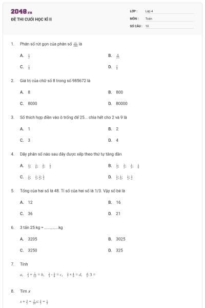 ĐỀ THI CUỐI HỌC KÌ II