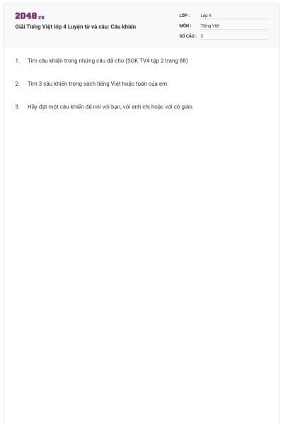 Giải Tiếng Việt lớp 4 Luyện từ và câu: Câu khiến