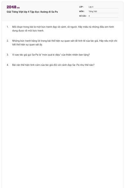 Giải Tiếng Việt lớp 4 Tập đọc: Đường đi Sa Pa