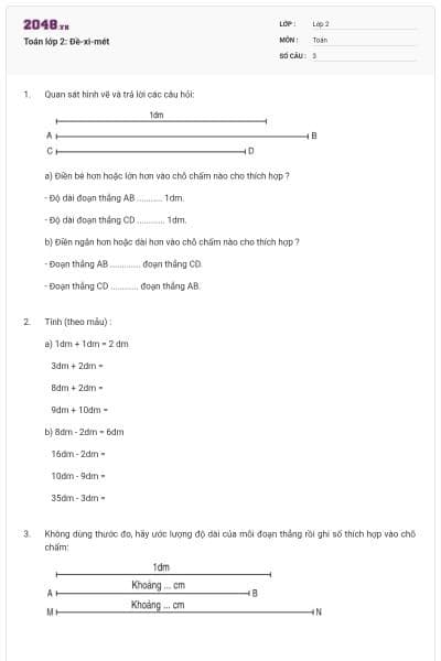 Toán lớp 2: Đề-xi-mét