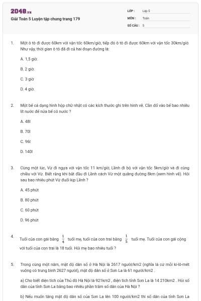 Giải Toán 5 Luyện tập chung trang 179