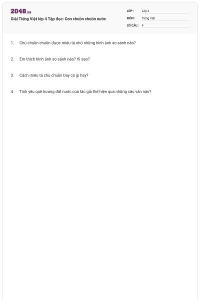 Giải Tiếng Việt lớp 4 Tập đọc: Con chuồn chuồn nước