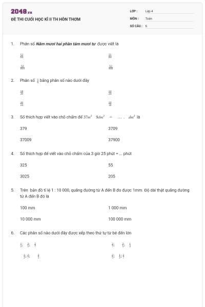 ĐỀ THI CUỐI HỌC KÌ II TH HÒN THƠM