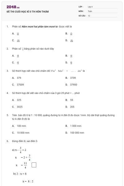 ĐỀ THI CUỐI HỌC KÌ II TH HÒN THƠM