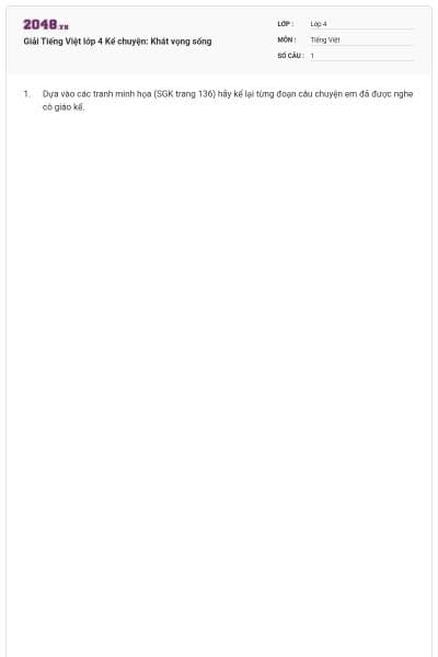 Giải Tiếng Việt lớp 4 Kể chuyện: Khát vọng sống