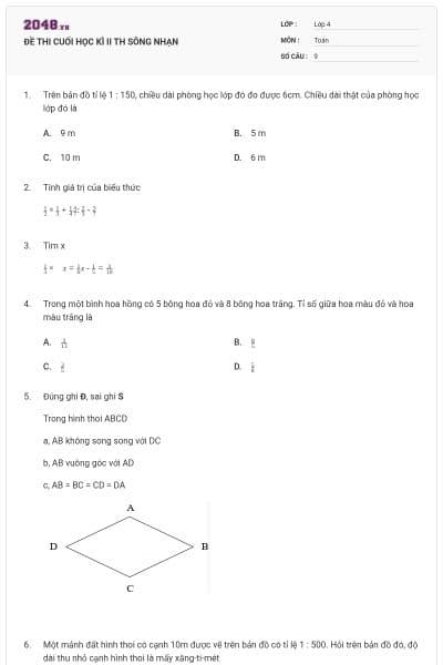 ĐỀ THI CUỐI HỌC KÌ II TH SÔNG NHẠN