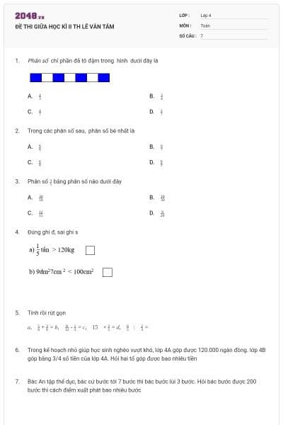 ĐỀ THI GIỮA HỌC KÌ II TH LÊ VĂN TÁM