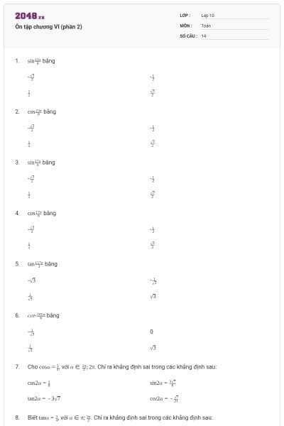 Ôn tập chương VI (phần 2)