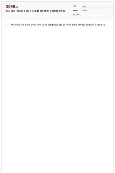 Giải SBT Tin học 3 Bài 4: Tập gõ các phím ở hàng phím số