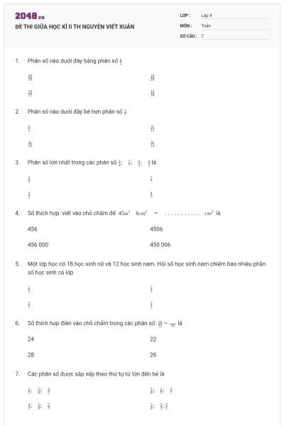 ĐỀ THI GIỮA HỌC KÌ II TH NGUYỄN VIẾT XUÂN