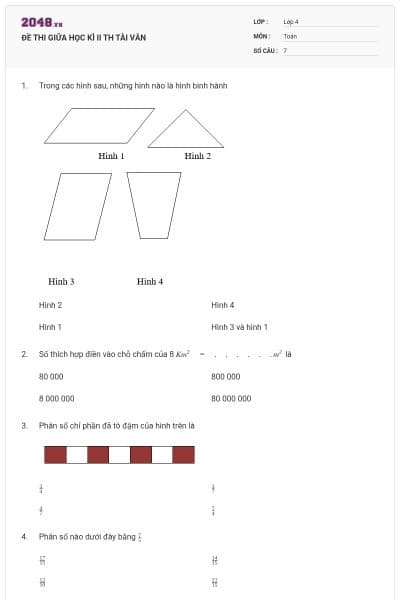 ĐỀ THI GIỮA HỌC KÌ II TH TÀI VĂN