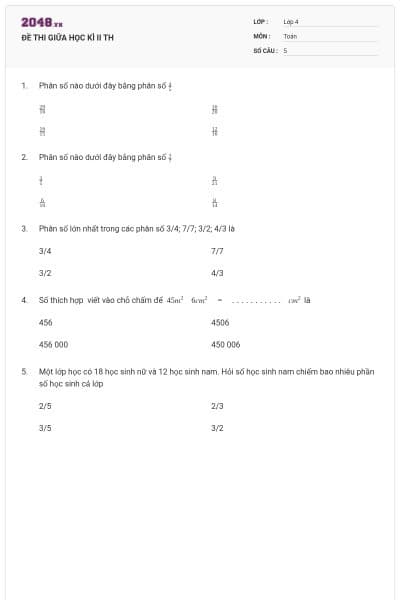 ĐỀ THI GIỮA HỌC KÌ II TH