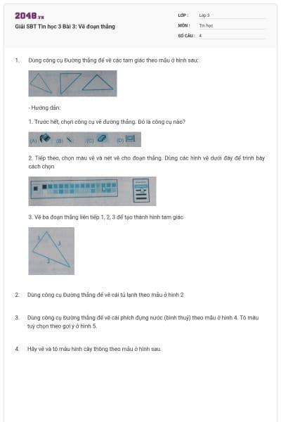 Giải SBT Tin học 3 Bài 3: Vẽ đoạn thẳng
