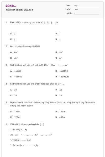 KIỂM TRA ĐỊNH KÌ GIỮA KÌ 2