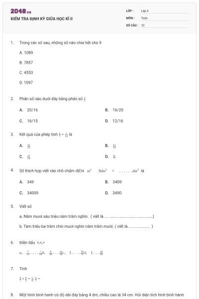 KIỂM TRA ĐỊNH KỲ GIỮA HỌC KÌ II