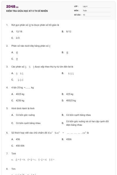 KIỂM TRA GIỮA HỌC KỲ II TH DĨ NHIÊN