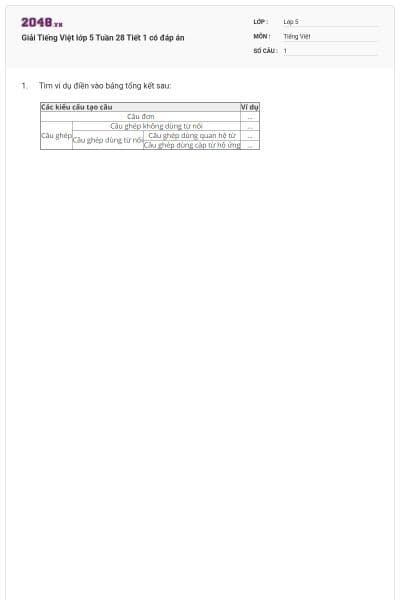 Giải Tiếng Việt lớp 5 Tuần 28 Tiết 1 có đáp án