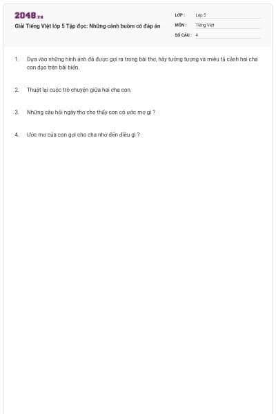 Giải Tiếng Việt lớp 5 Tập đọc: Những cánh buồm có đáp án