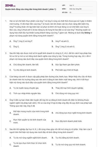 Quyền bình đẳng của công dân trong kinh doanh ( phần 1)