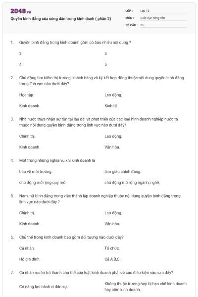 Quyền bình đẳng của công dân trong kinh danh ( phần 2)