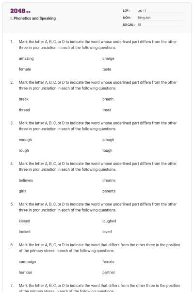 I. Phonetics and Speaking