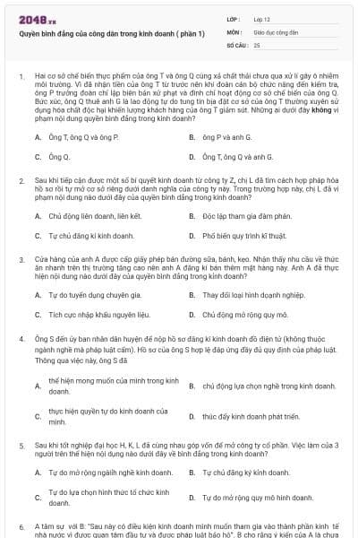 Quyền bình đẳng của công dân trong kinh doanh ( phần 1)