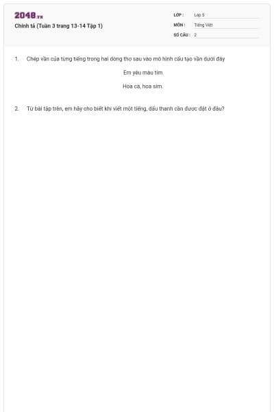 Chính tả (Tuần 3 trang 13-14 Tập 1)