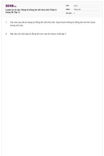 Luyện từ và câu: Dùng từ đồng âm để chơi chữ (Tuần 6 trang 38 Tập 1)