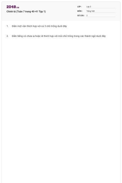 Chính tả (Tuần 7 trang 40-41 Tập 1)