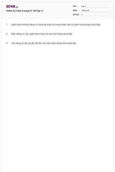 Chính tả (Tuần 8 trang 47-48 Tập 1)