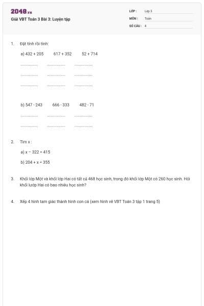 Giải VBT Toán 3 Bài 3: Luyện tập