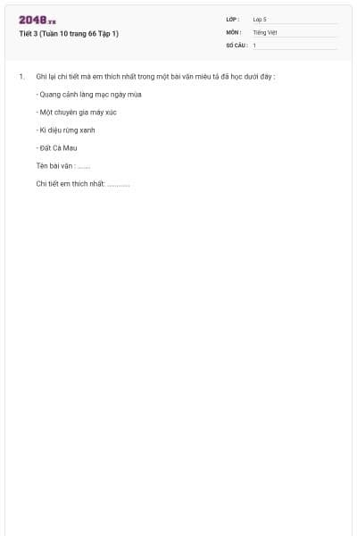 Tiết 3 (Tuần 10 trang 66 Tập 1)
