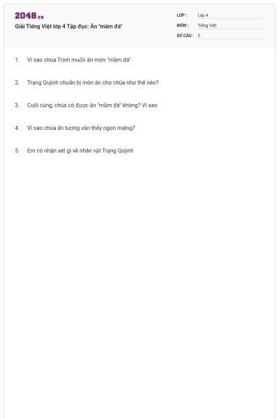 Giải Tiếng Việt lớp 4 Tập đọc: Ăn "mầm đá"