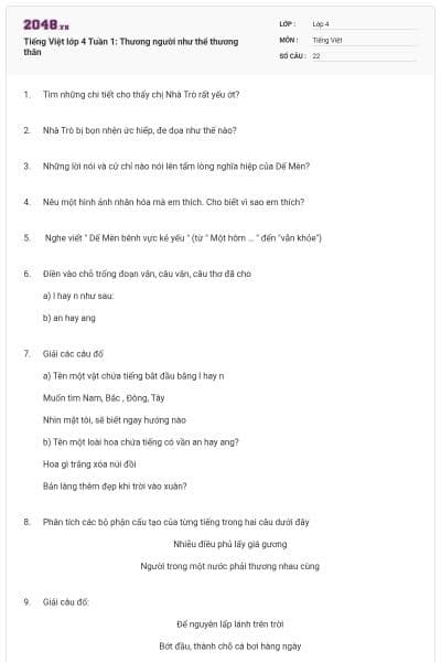 Tiếng Việt lớp 4 Tuần 1: Thương người như thể thương thân