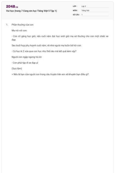 Vui học (trang 7 Cùng em học Tiếng Việt 5 Tập 1)