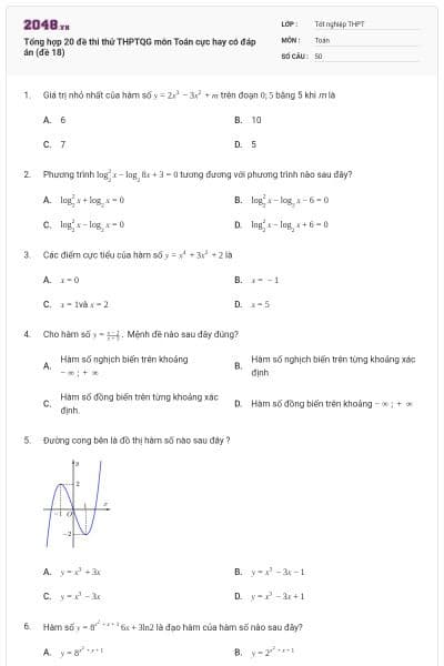 Tổng hợp 20 đề thi thử THPTQG môn Toán cực hay có đáp án (đề 18)