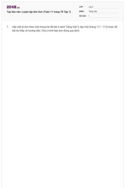 Tập làm văn: Luyện tập làm đơn (Tuần 11 trang 78 Tập 1)